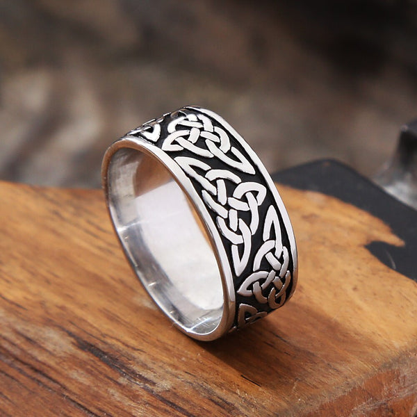 Anillo vikingo vintage de acero inoxidable 316L con nudo espiral celta para hombre y mujer, estilo punk nórdico.