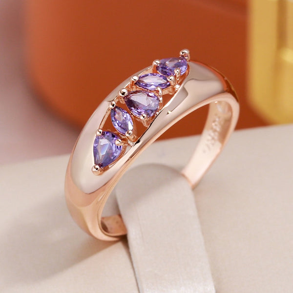 Hollow Design Inlay Sparkling Purple Zircon Rings