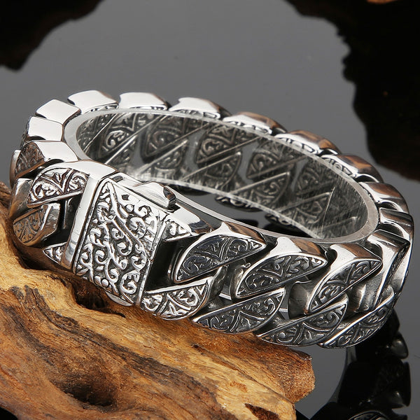 Pulsera de acero inoxidable para hombre con cadena ancha de 17 mm