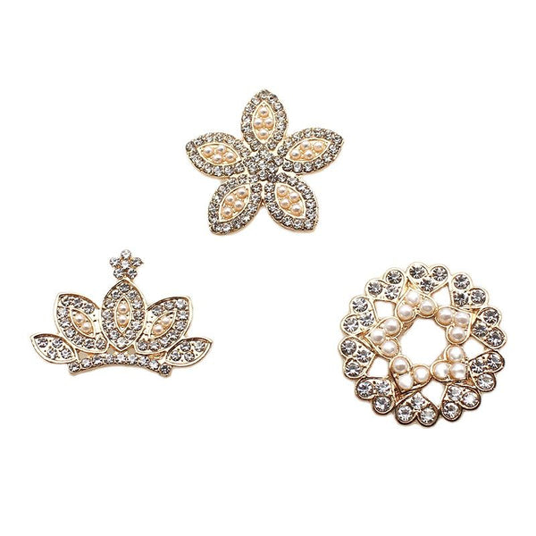 New 5 Pieces/Lot Pearl Rhinestone Alloy Flat Button DIY Accessories