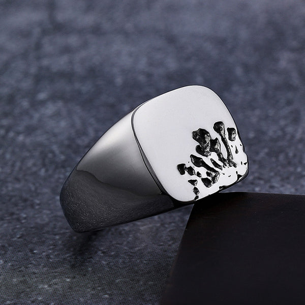 Anillo de acero inoxidable con espejo cuadrado simple para hombres y mujeres