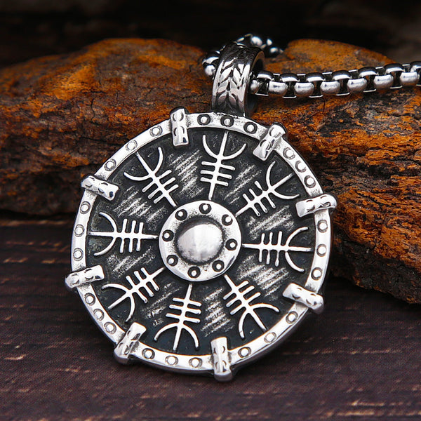 Collar vikingo vintage "Yelmo de Asombro" y "Brújula Vikinga" para hombre