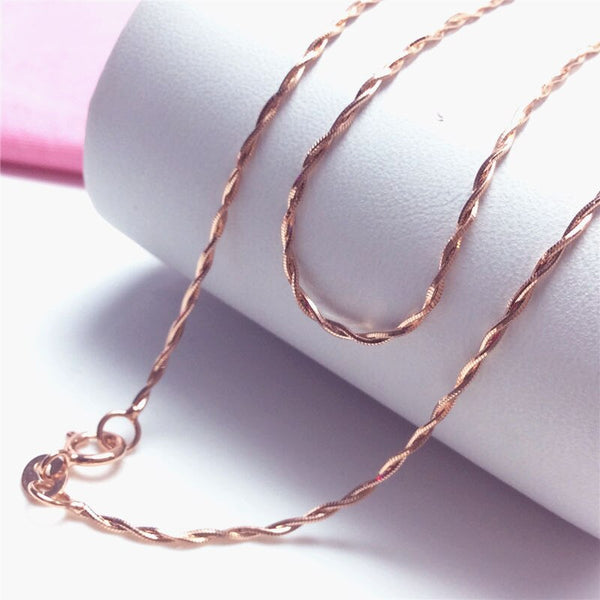 Collares de cadena trenzada doble simple de oro púrpura 585