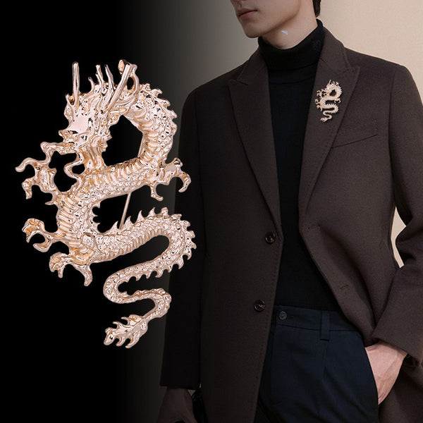 New Vintage Metal Animal Dragon Brooches for Men