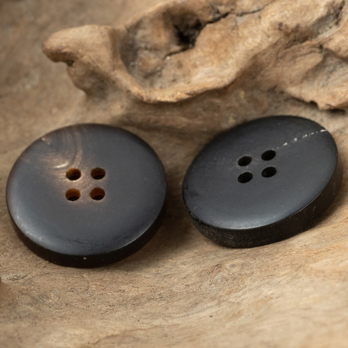 6pcs Thick Matte Horn Buttons For Winter Autumn Coat Leather Dark Brown Black Buttons