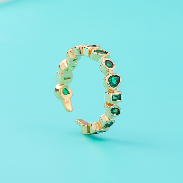 Anillos para mujer, nuevos anillos de lujo de moda para damas, anillos de diamantes de imitación verdes.