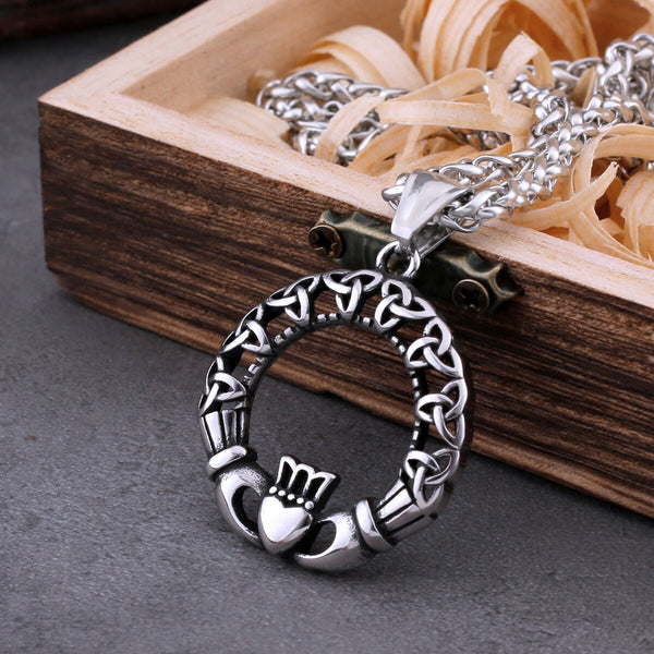 Viking Celtic Crown Necklace Men Women Hip Hop Love Punk Biker Pendant