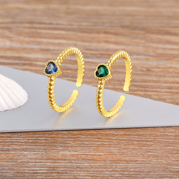 Anillo coreano nuevo, exquisito y encantador con forma de corazón ajustable y apertura.