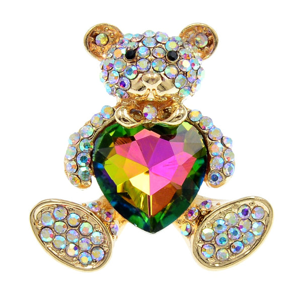 Rhinestine Heart Bear Brooches For Women