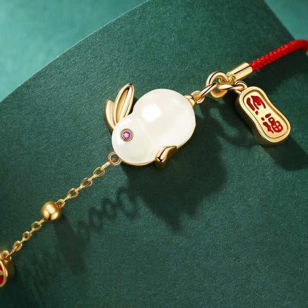 Natural Hotan Jade rabbit bracelet for women