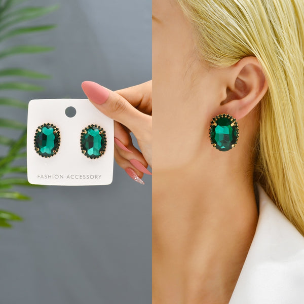 Pendientes grandes de cristal brillante de moda, de lujo, ovalados, de diseño único, para novias, para mujer.