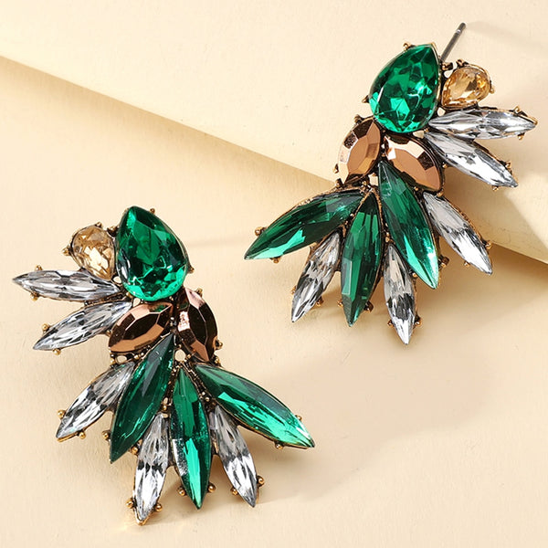 Pendientes colgantes grandes de cristal geométrico simple vintage para mujer