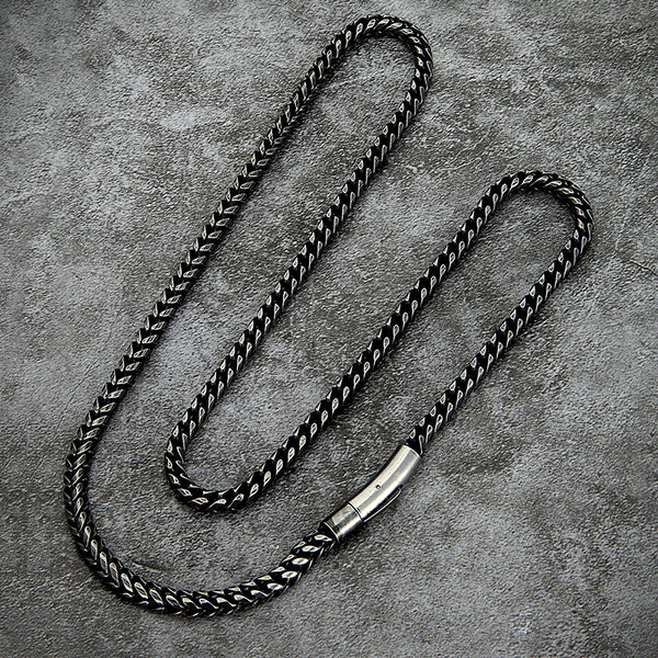Stainless Steel Cuban Chain Vintage Black 5mm Wide Necklace
