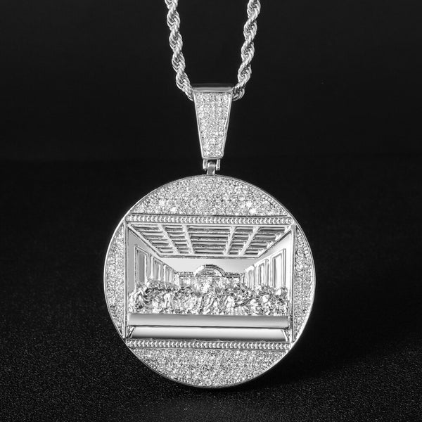 Collar con colgante de la Última Cena de Hip Hop para hombre y mujer