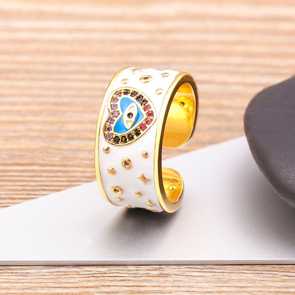Anillos abiertos de cobre y circonita de lujo de alta calidad para mujer