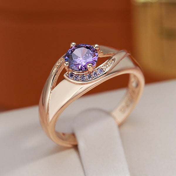 French Design Unusual Purple Zircon Women Rings