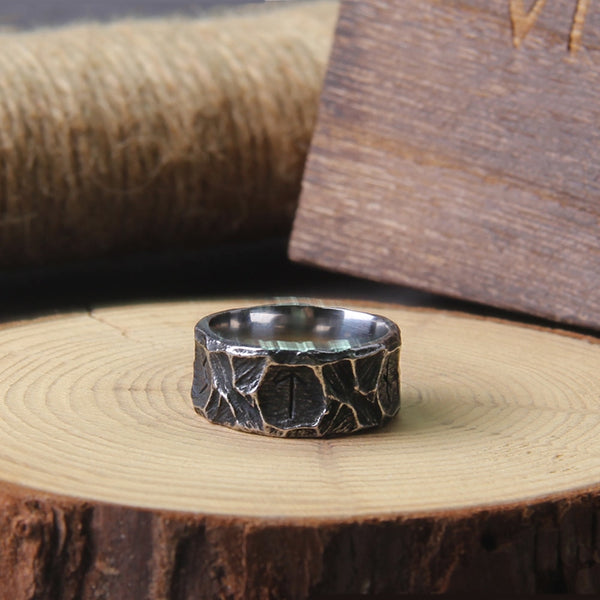Anillo vikingo de acero inoxidable con runas de Odín para parejas, para hombres y mujeres.