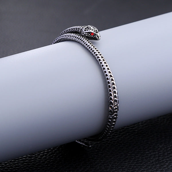 Pulsera de serpiente vikinga retro de moda de acero inoxidable con personalidad para hombres y mujeres