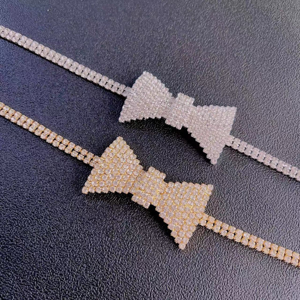 Luxury shining Rhinestone Bow Necklace women