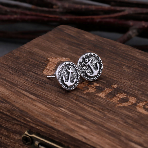 Pendientes de ancla vikingos de moda para hombre