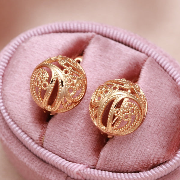 Pendientes vintage esféricos huecos de oro 585 para mujer