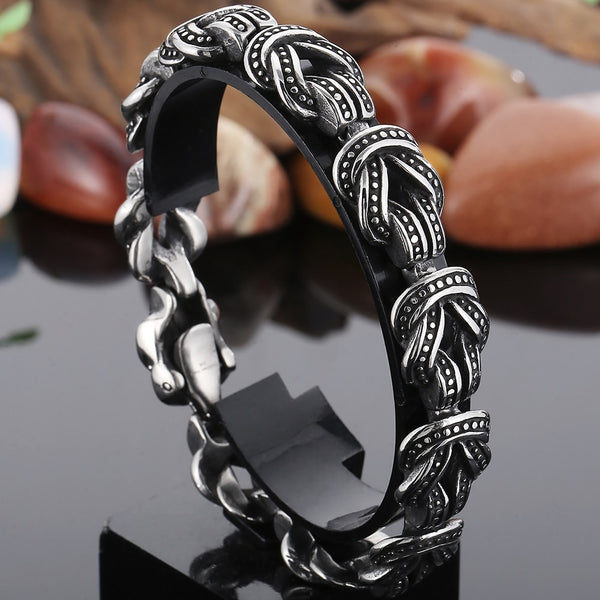 Pulsera vintage para hombre, regalo, cadena de eslabones de acero inoxidable fundido y ennegrecido, pulseras para hombre