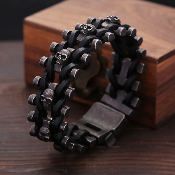 Pulseras vintage de calavera de acero inoxidable 316L para hombre