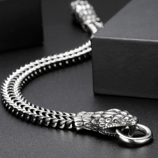 Pulsera de acero inoxidable para hombre, estilo gótico, con forma de serpiente.