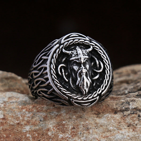Anillo de casco de guerrero vikingo nórdico vintage para hombre