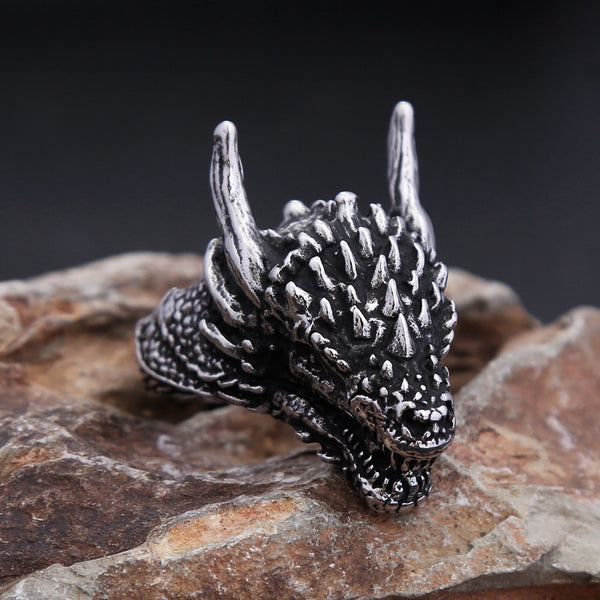 Anillo de cabeza de dragón vikingo vintage de nuevo diseño para hombre