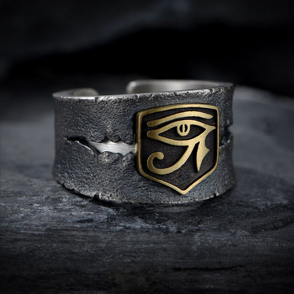Anillo ajustable con apertura del ojo de Dios Horus de hip-hop de nueva marca de moda original