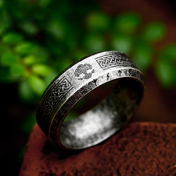 Vintage Black Viking Tree Of Life Rings Stainless Steel Punk Fashion Nordic Celtic Knot Ring