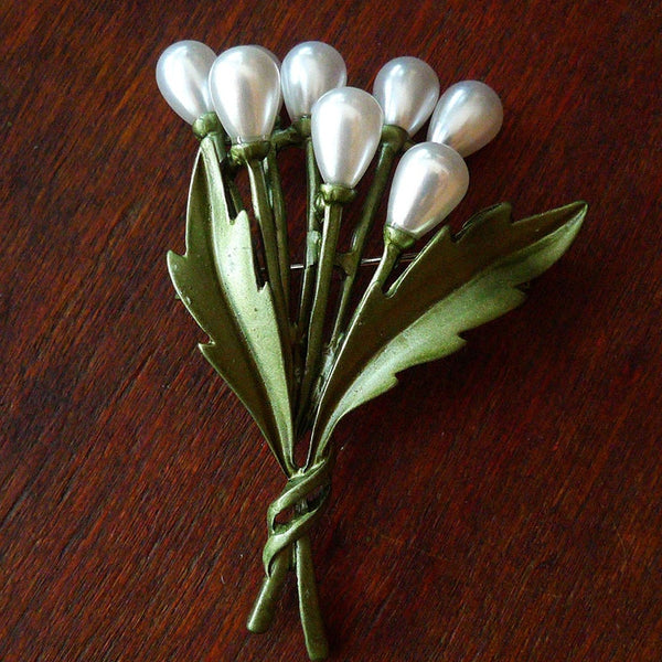 Broche vintage creativo de hojas de plantas y perlas, accesorio de ropa de fiesta de palacio antiguo, broches