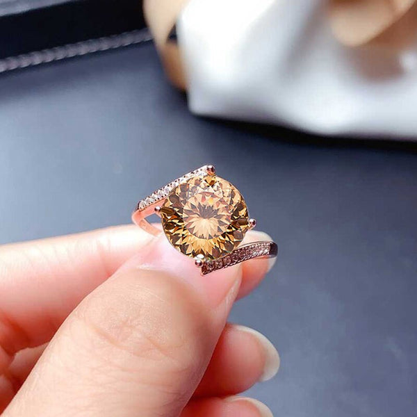 Nuevos anillos de citrino de artesanía única para mujer.