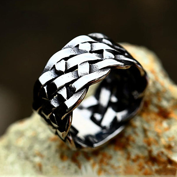 Anillo vikingo retro de acero inoxidable con nudo celta para hombre y mujer