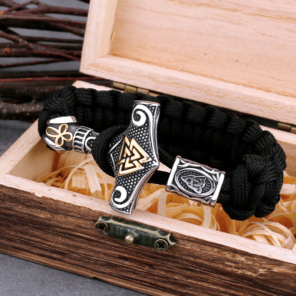 Pulsera vintage de acero inoxidable con el martillo de Thor vikingo