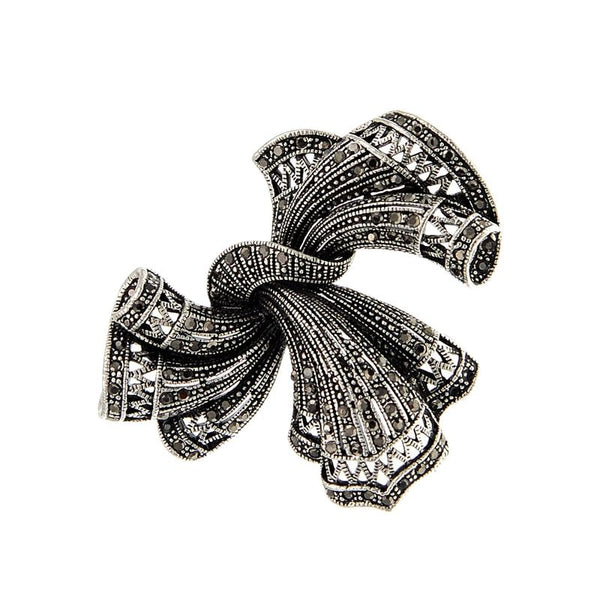 Broche de lazo grande con diamantes de imitación vintage