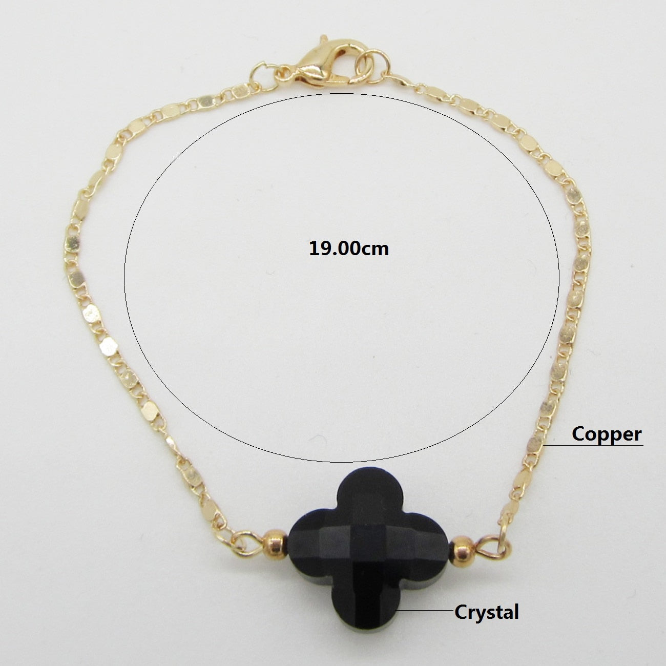 Statement Crystal Four Leaf Clover Copper Chain Bracelet For Women And Men