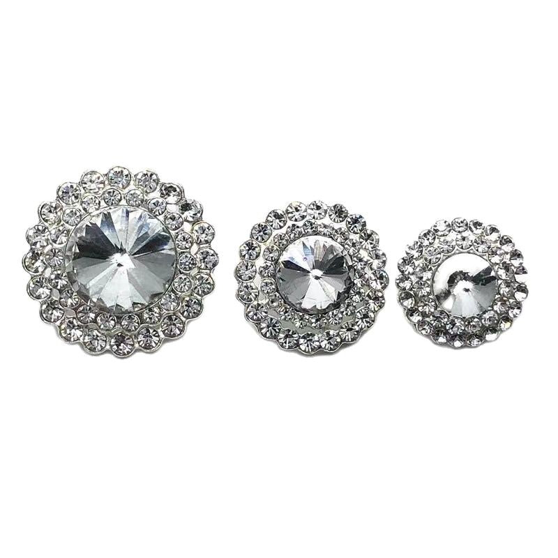 10pcs Shank Rhinestones Button For Clothing Accessories Plating Silver