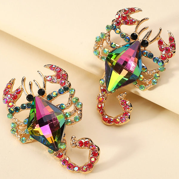 Pendientes geométricos de cristal con diseño de escorpión multicolor
