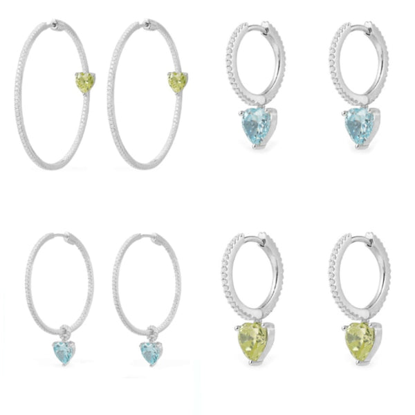 Sterling silver 925 heart-shaped gem series earrings for women