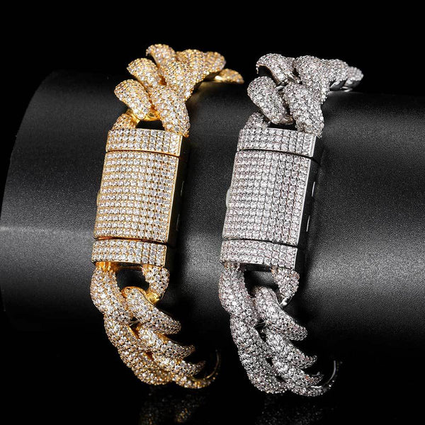 Nueva pulsera gruesa de cadena cubana de Miami con acabado helado