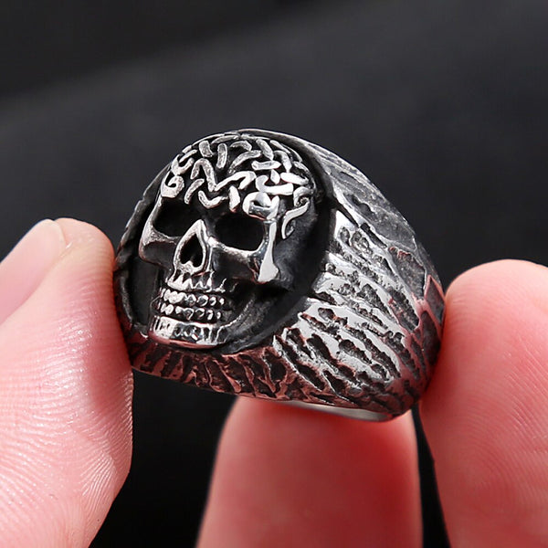 Anillo de calavera vintage único de acero inoxidable 316L para hombre