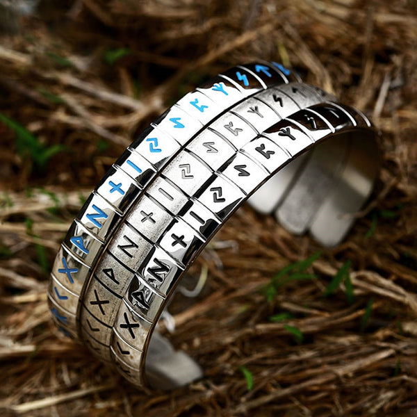Pulsera vikinga de acero inoxidable 316L pulida a la moda