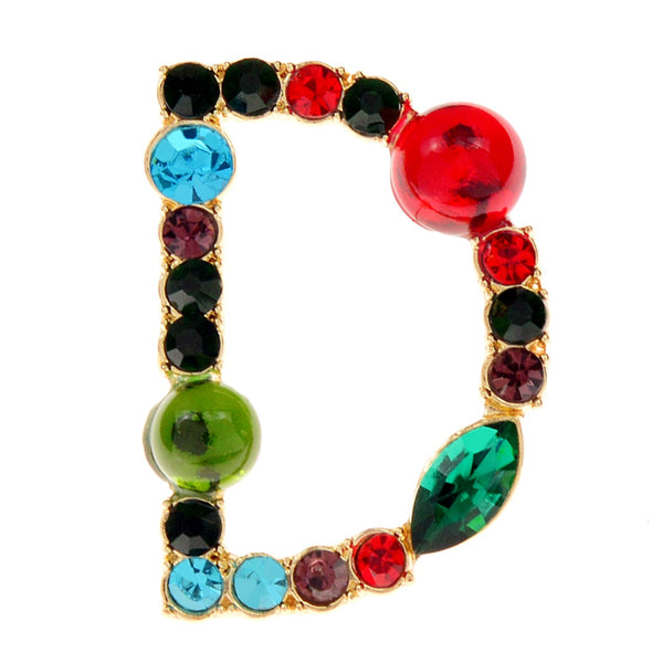 26 Letters Rhinestone Alphabet Brooch Letter Pin Colorful Design Fashion Jewelry