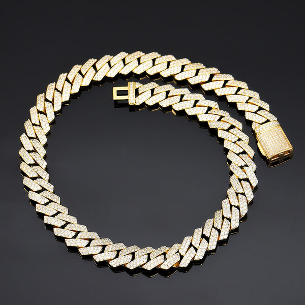 Cadena de eslabones cubanos de 14 mm de grosor de joyería de hip hop