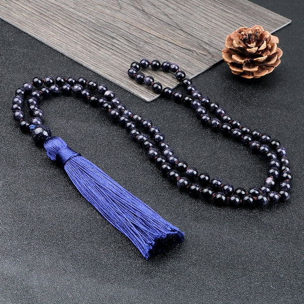 Vintage Blue Sandstone Beaded Bracelets Neckalaces for Women Men
