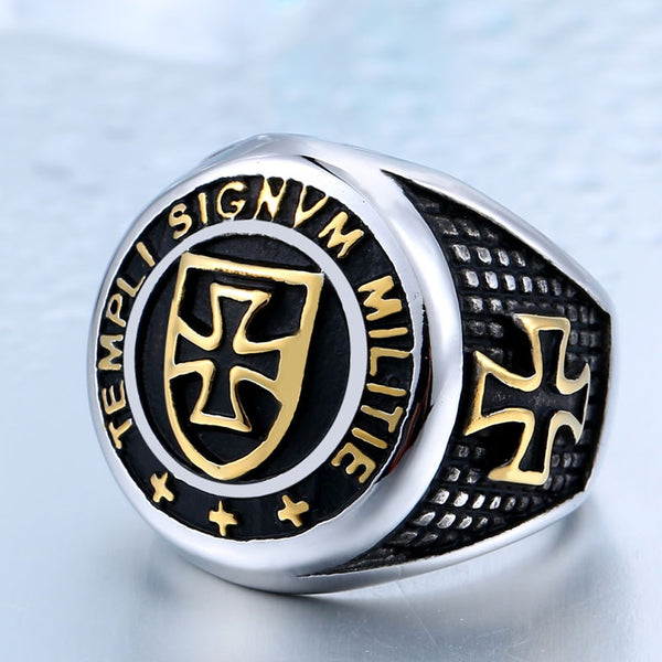 Anillo de acero inoxidable con cruz de hierro de la Segunda Guerra Mundial para hombre, estilo retro, único, de moda alemana.