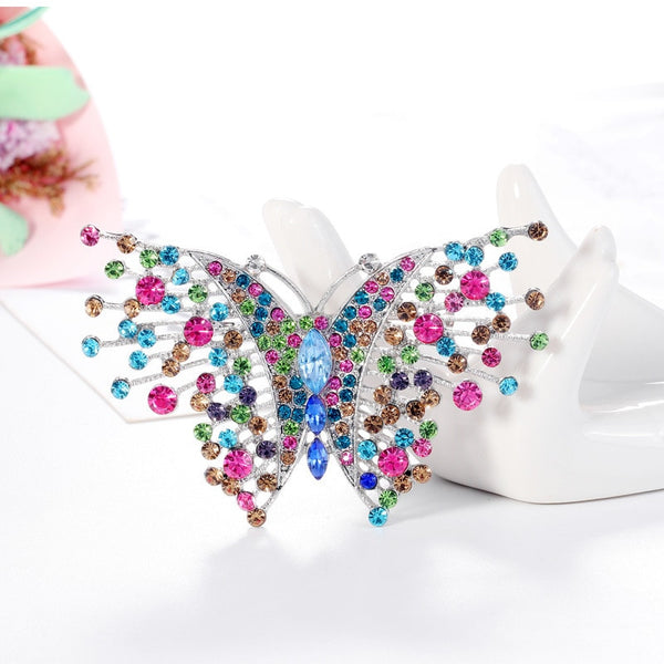 Multicolor Rhinestone Butterfly Brooches For Women