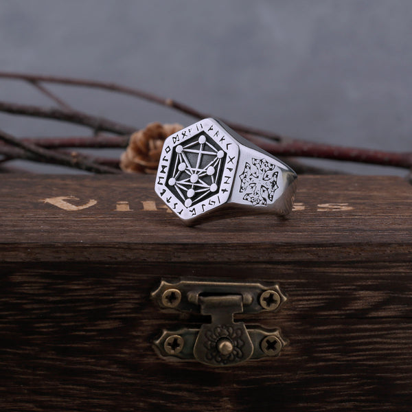 Anillo de hombre, estilo vikingo nórdico, estilo vintage, con personalidad, de acero de titanio, original.